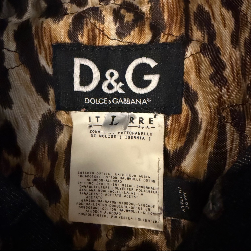 D&G Dolce And Gabbana Vintage Jeans Jacket Gold Studded Leopard Iconic - Picture 3 of 7